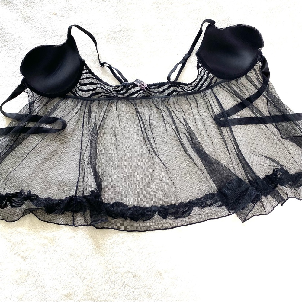Victoria's Secret Pink and Black Mesh Babydoll Chemise - Picture 4 of 8